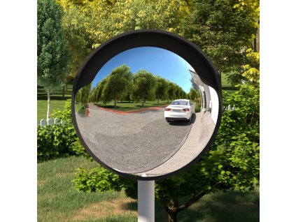 Venkovní konvexní dopravní zrcadlo černé Ø 45 cm polykarbonát
