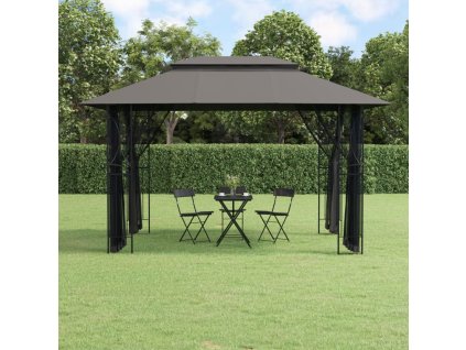 Altán se střechou antracitový 400 x 300 x 270 cm ocel 360144