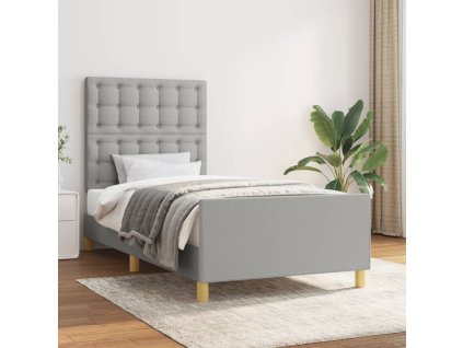 Rám postele s čelem světle šedý 90x200 cm textil 3125349