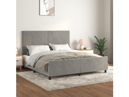 Rám postele s čelem světle šedý 180x200 cm samet 3125647