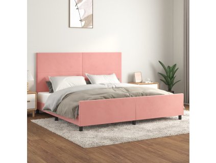 Rám postele s čelem růžový 200x200 cm samet 3125658