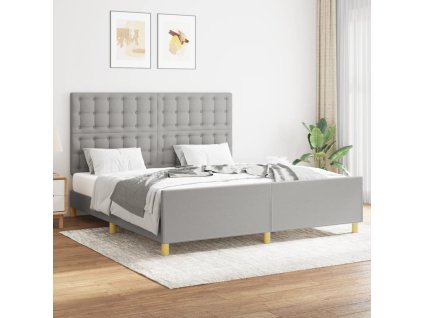 Rám postele bez matrace světle šedý 160 x 200 cm textil 3125389