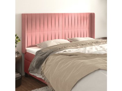 Čelo postele typu ušák růžové 163x16x118/128 cm samet