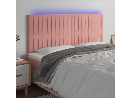 Čelo postele s LED růžové 160x5x118/128 cm samet