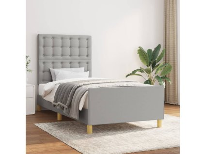 Rám postele s čelem světle šedý 80 x 200 cm textil 3125333