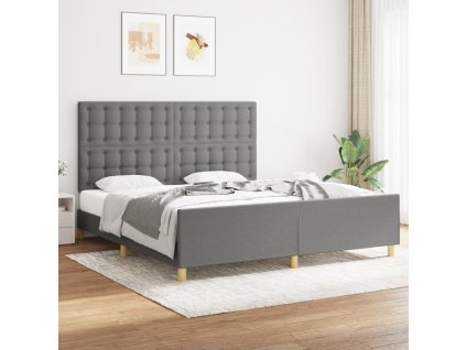 Rám postele s čelem tmavě šedý 180x200 cm textil 3125398
