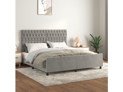 Rám postele s čelem světle šedý 180x200 cm samet 3125952