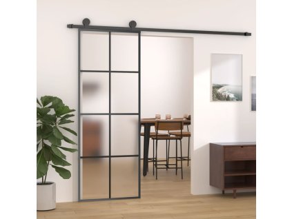 Posuvné dveře s kováním 76x205 cm ESG sklo a hliník 3152139