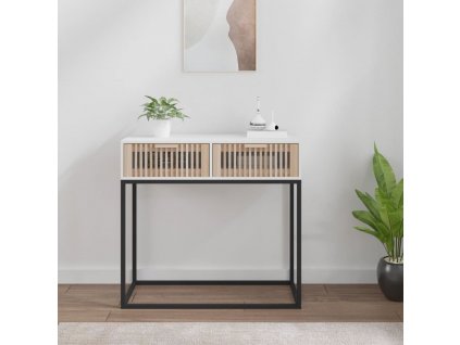 Konzolový stolek bílý 80 x 30 x 75 cm kompozitní dřevo a železo