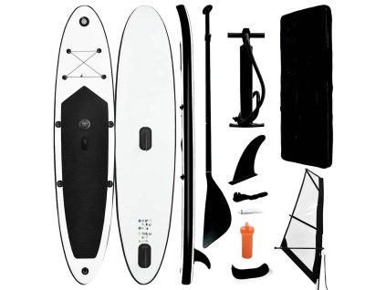 Nafukovací Stand Up Paddleboard s plachtou černo-bílý 92736