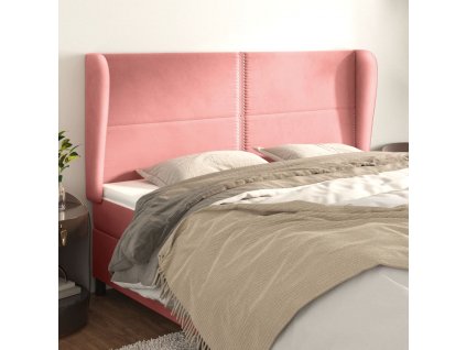 Čelo postele typu ušák růžová 163x23x118/128 cm samet
