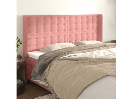 Čelo postele typu ušák růžové 163x16x118/128 cm samet