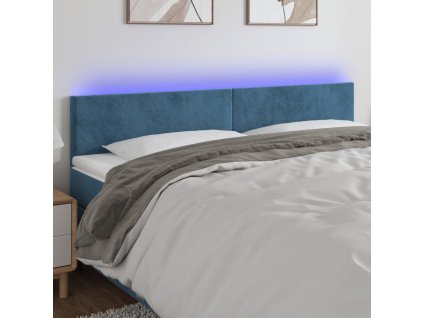 Čelo postele s LED tmavě modré 160x5x78/88 cm samet