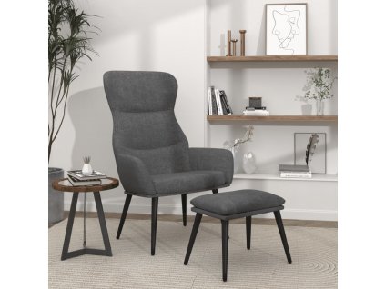 Relaxační křeslo se stoličkou světle šedé textil