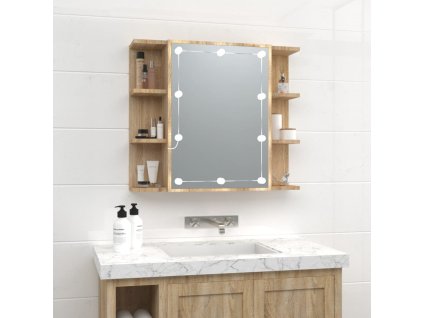 Zrcadlová skříňka s LED dub sonoma 70 x 16,5 x 60 cm 808876