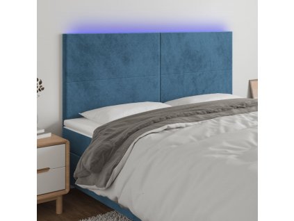 Čelo postele s LED tmavě modré 160x5x118/128 cm samet