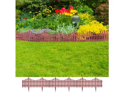 Zahradní dekorativní plot 17 ks 10 m hnědý 41228