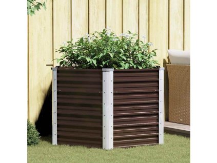 Zahradní vyvýšený záhon hnědý 129x129x77 cm pozinkovaná ocel 45721