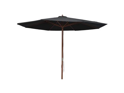 Zahradní slunečník s dřevěnou tyčí 350 cm černý 47138