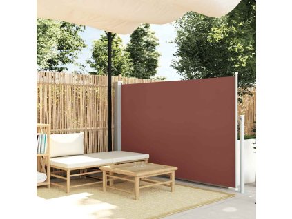 Zatahovací boční markýza/zástěna na terasu 140 x 500 cm hnědá 48399