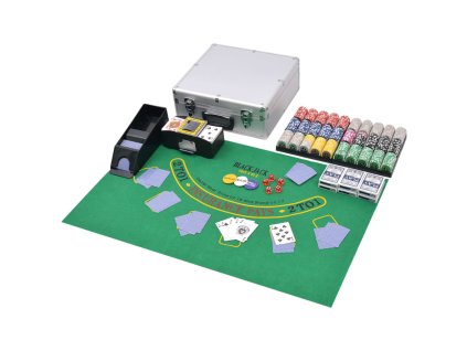 Kombinovaný set poker/blackjack s 600 laserovými žetony hliník 80186