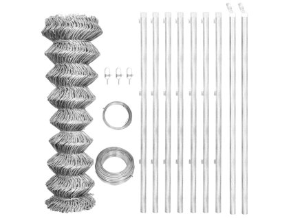 Drátěné pletivo se sloupky pozinkovaná ocel 15x1,25 m stříbrné 141496