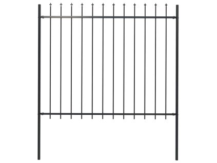 Zahradní plot s kopím nahoře ocelový 181 x 150 cm černý 144927