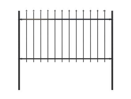 Zahradní plot s kopím nahoře ocelový 181 x 100 cm černý 144925