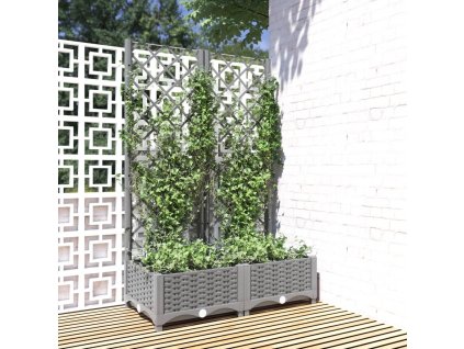 Zahradní truhlík s treláží světle šedý 80 x 40 x 121,5 cm PP 153271