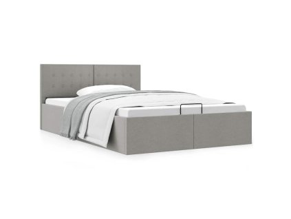 Rám postele s úložným prostorem světle šedý textil 140 x 200 cm 285579