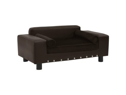 Pohovka pro psy hnědá 81 x 43 x 31 cm plyš a umělá kůže 170955