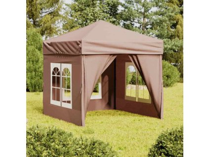 Skládací party stan s bočními stěnami taupe 2 x 2 m 93505