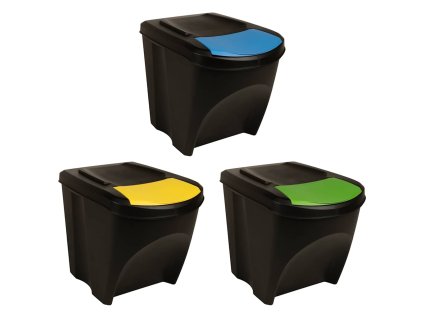Stohovatelné odpadkové koše 3 ks antracitové 75 l 316184