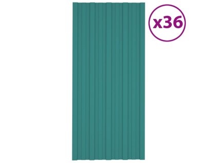 Střešní panely 36 ks pozinkovaná ocel zelené 100 x 45 cm 317212