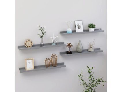 Nástěnné police 4 ks šedé 60 x 9 x 3 cm 326675