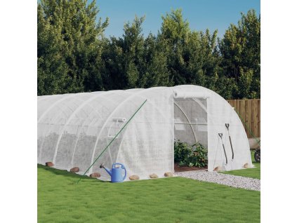 Skleník s ocelovým rámem bílý 48 m² 12 x 4 x 2 m 3188076