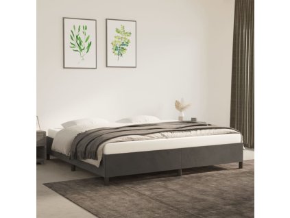 Rám postele bez matrace tmavě šedý 200 x 200 cm samet 347343