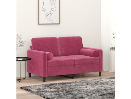 Dekorační polštáře 2 ks vínové Ø 15 x 50 cm samet 349513