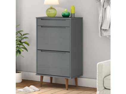Botník MOLDE šedý 59,5 x 35 x 103 cm masivní borové dřevo 350527
