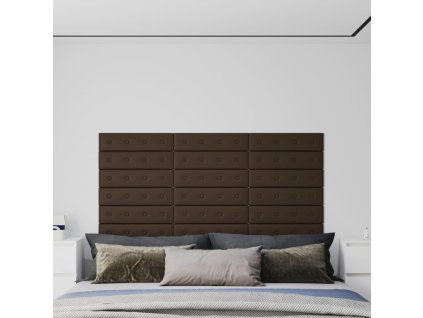 Nástěnné panely 12 ks hnědé 60 x 15 cm umělá kůže 1,08 m² 343987