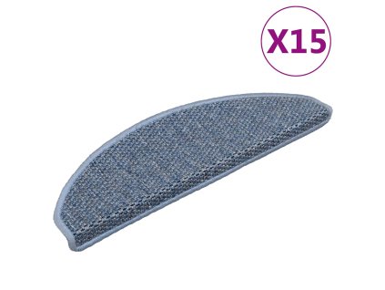 Samolepící nášlapy na schody vzhled sisal 15 ks 65x21x4cm modré 326874