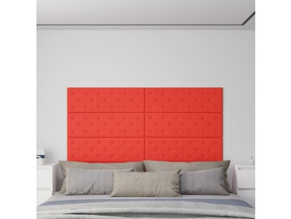 Nástěnné panely 12 ks červené 90 x 30 cm umělá kůže 3,24 m² 344004
