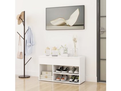 Lavice s botníkem bílá 80 x 30 x 45 cm kompozitní dřevo 808747