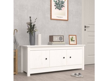 Botník bílý 110 x 38 x 45,5 cm masivní borovice 814600