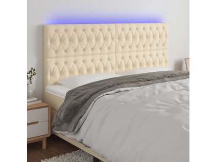 Čelo postele s LED krémové 180x7x118/128 cm textil