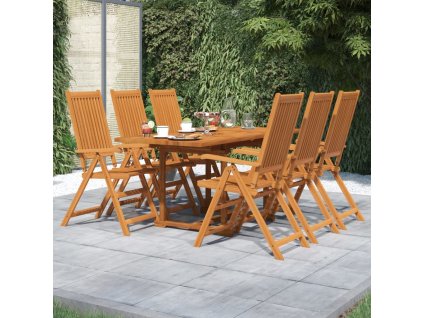 7dílný zahradní jídelní set masivní akáciové dřevo 120-170 cm 3079646