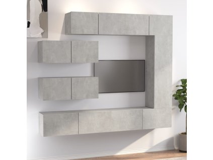 7dílný set TV skříněk betonově šedý kompozitní dřevo 3114561