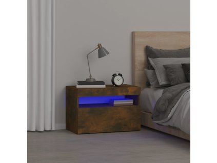 Noční stolek s LED osvětlením kouřový dub 60 x 35 x 40 cm 3152826