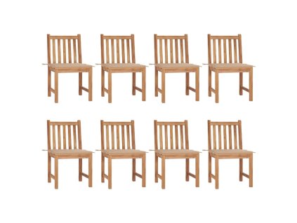 Zahradní židle 8 ks s poduškami masivní teak 3073145