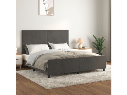 Rám postele s čelem tmavě šedý 180x200 cm samet 3125648
